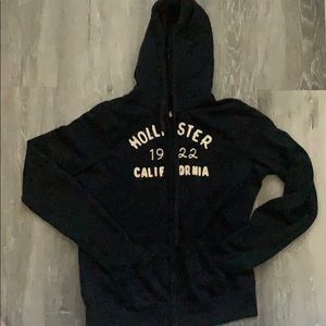 Dark Blue Hollister Zip Up Hoodie